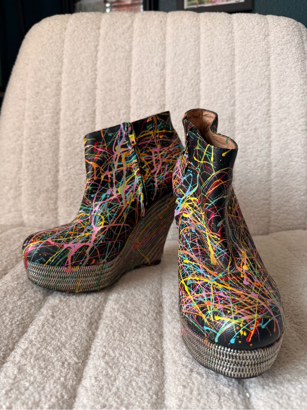 RARE Jeffrey Campbell Ticket PT Splash Booties Sz 8